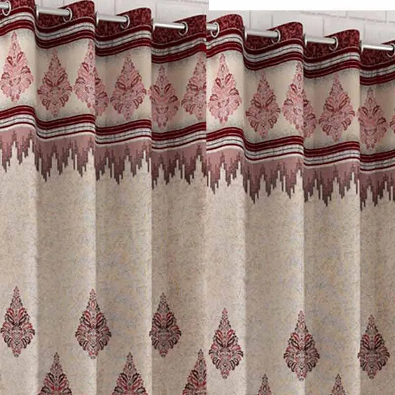 Maroon Jacquard Door Curtains | Set of 2 | 7 ft, 9 ft