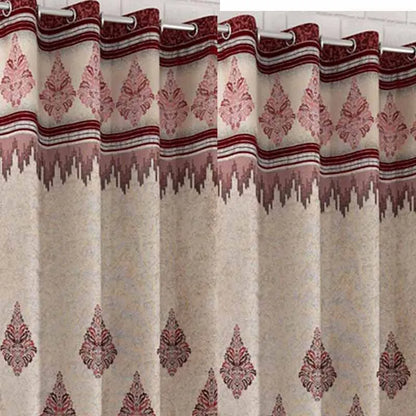 Maroon Jacquard Door Curtains | Set of 2 | 7 ft, 9 ft