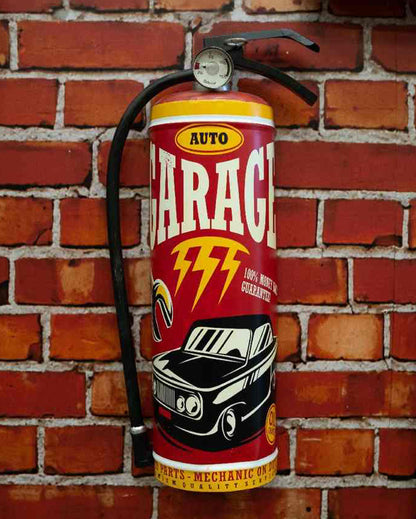 Auto Garage Prop Extinguisher Wall Decor | 9 x 3 x 19 inches