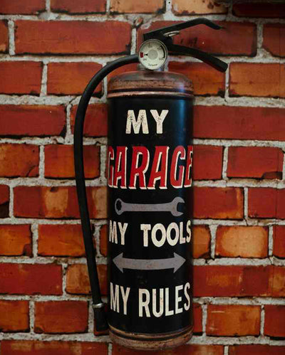 My Garage Prop Extinguisher Wall Decor | Black| 9 x 3 x 19 inches