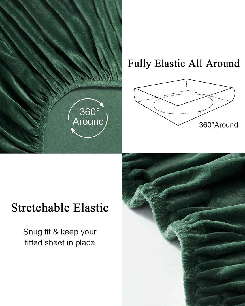 Elegant Flannel Warm Elastic Fitted King Size Bedding Set | Pack of 3