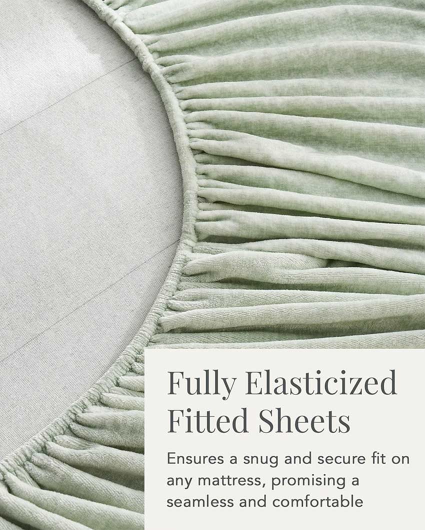 Elegant Flannel Warm Elastic Fitted King Size Bedding Set | Pack of 3