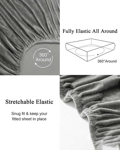 Elegant Flannel Warm Elastic Fitted King Size Bedding Set | Pack of 3