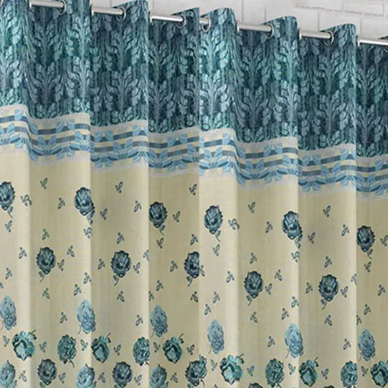 Turquoise Jacquard Long Door Curtains | Set of 2 | 9 ft x 4 ft