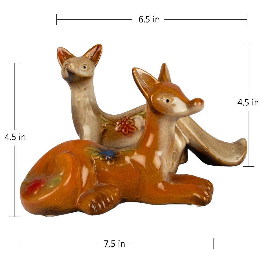 Fox Couple Miniature Figurine | 8 x 3 x 5 inches