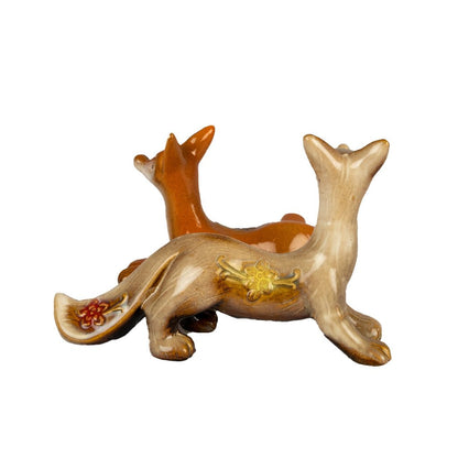 Fox Couple Miniature Figurine | 8 x 3 x 5 inches