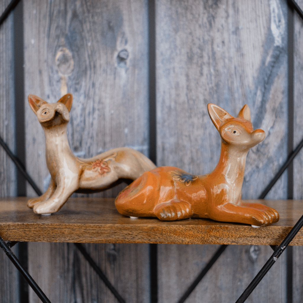 Fox Couple Miniature Figurine | 8 x 3 x 5 inches