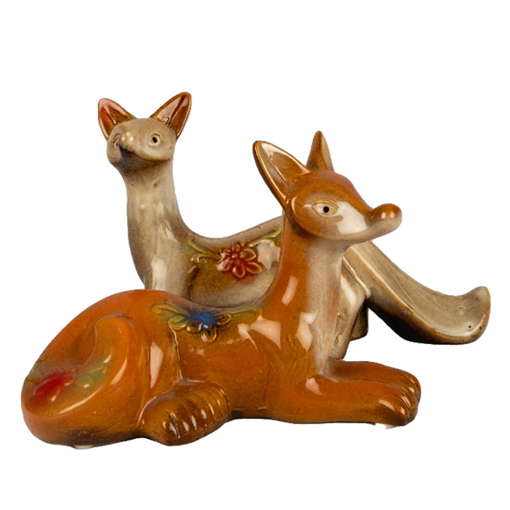 Fox Couple Miniature Figurine | 8 x 3 x 5 inches