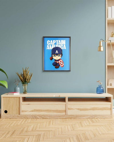 Animated Captain America Wall Frame | Blue| 48 x 38 cm/19 x 15 inches