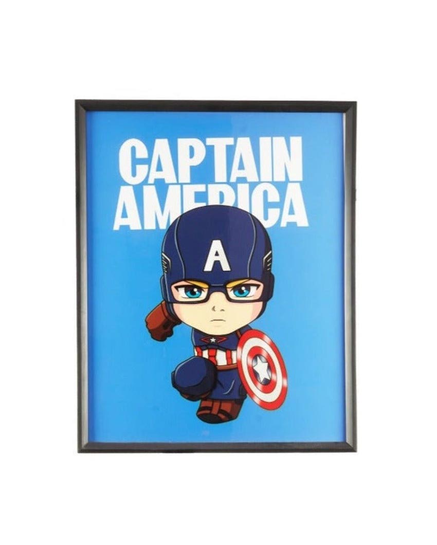 Animated Captain America Wall Frame | Blue| 48 x 38 cm/19 x 15 inches