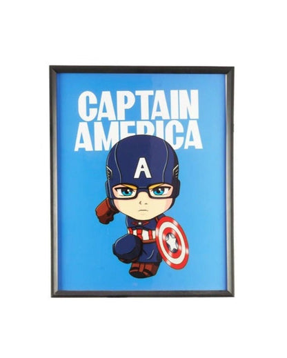 Animated Captain America Wall Frame | Blue| 48 x 38 cm/19 x 15 inches