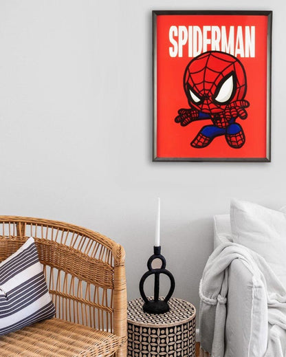 Animated Spiderman Wall Frame | Red| 48 x 38 cm/ 19 x 15 inches