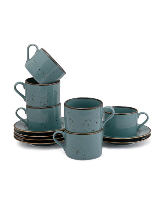 Espresso Green Forest Porcelain Cup & Saucer Set