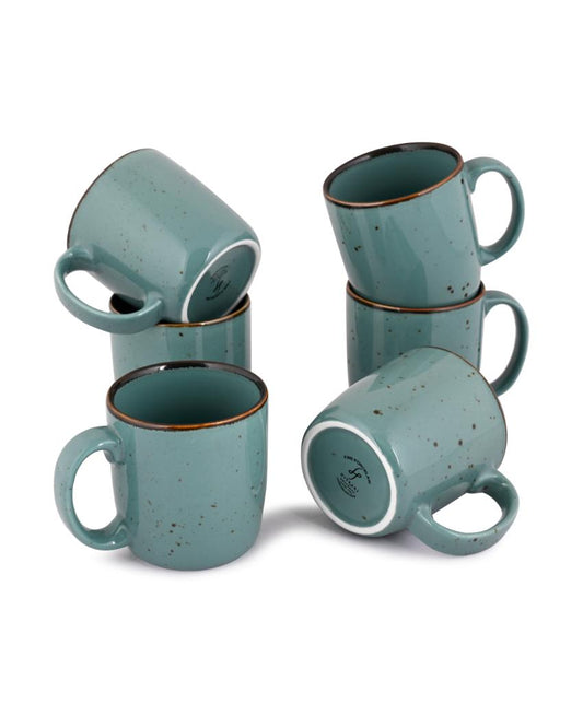 Espresso Green Forest Porcelain Coffee Mug | Set Of 6