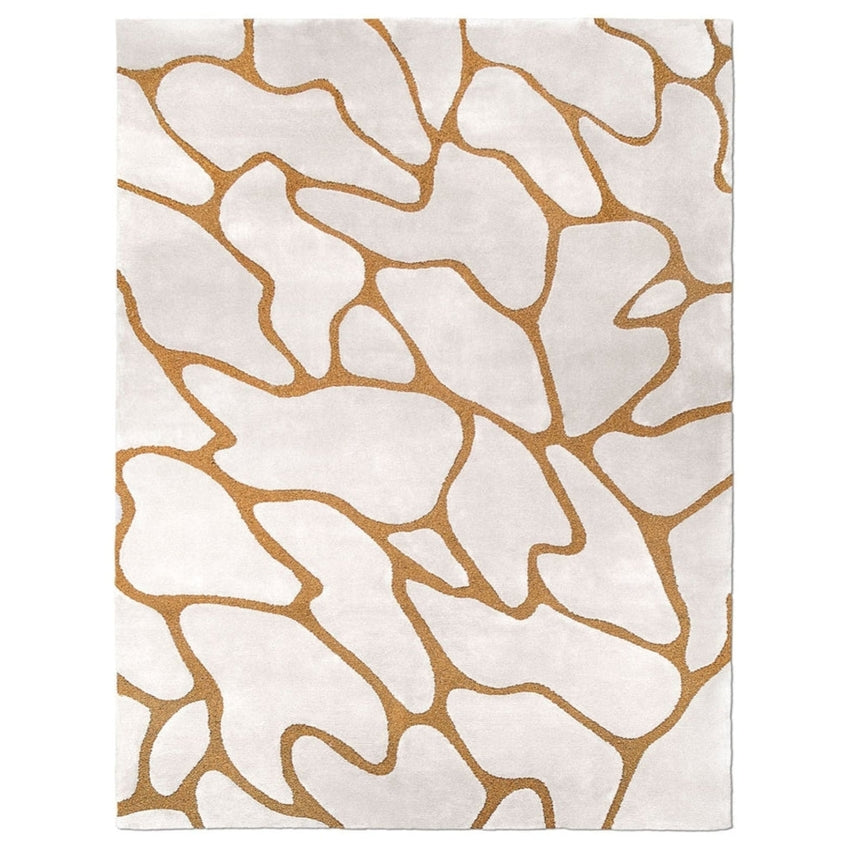 Glamorous White & Gold Stream Floor Covering Rug