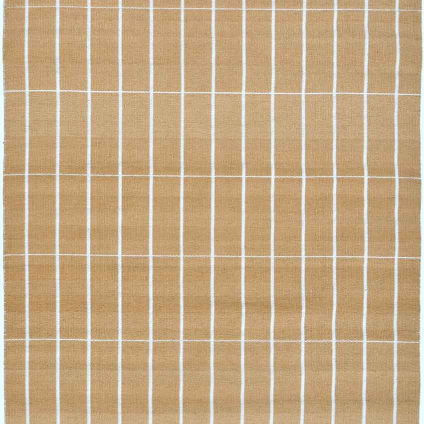 Geometric Light Brown Grid Reversible Floor Covering Rug