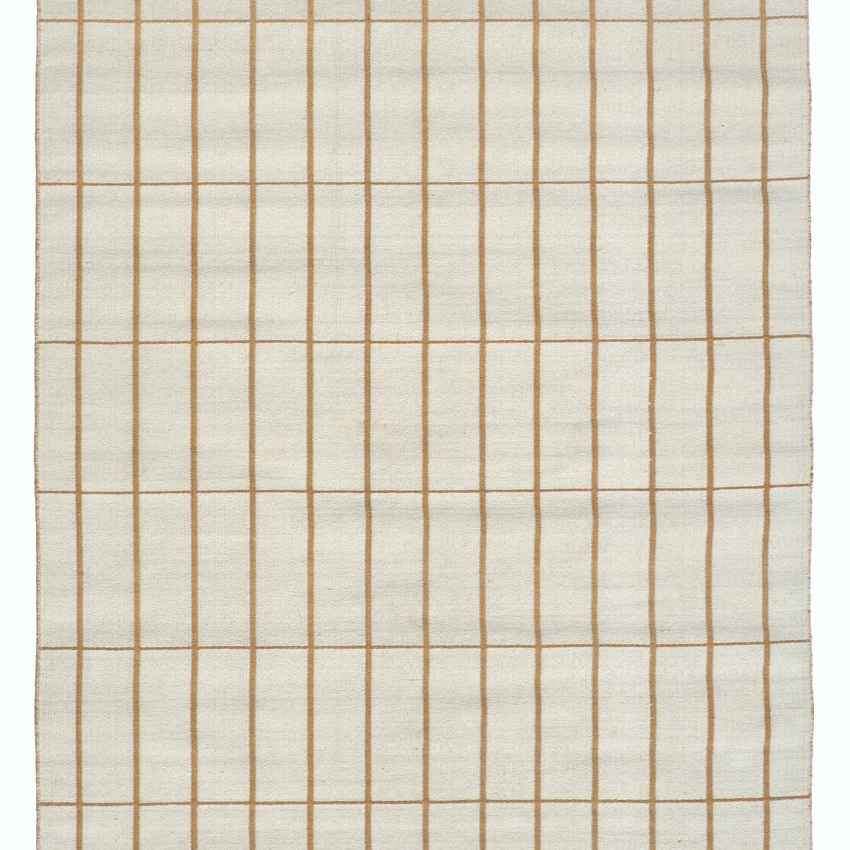 Geometric Light Brown Grid Reversible Floor Covering Rug