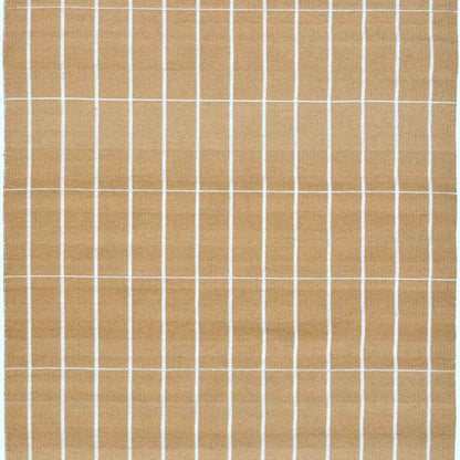 Geometric Light Brown Grid Reversible Floor Covering Rug