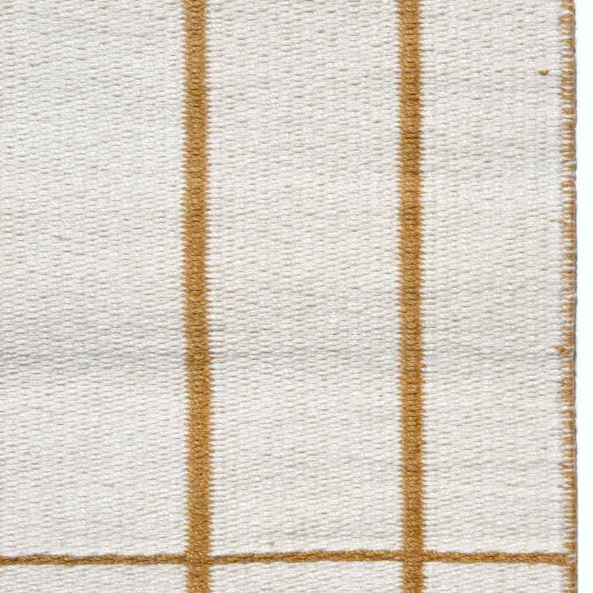 Geometric Light Brown Grid Reversible Floor Covering Rug