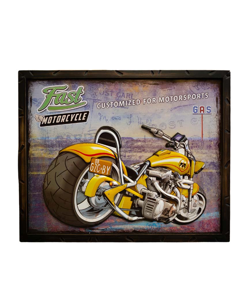 Motorcycle Chopper Retro Wall Frame | 21 x 17 inches