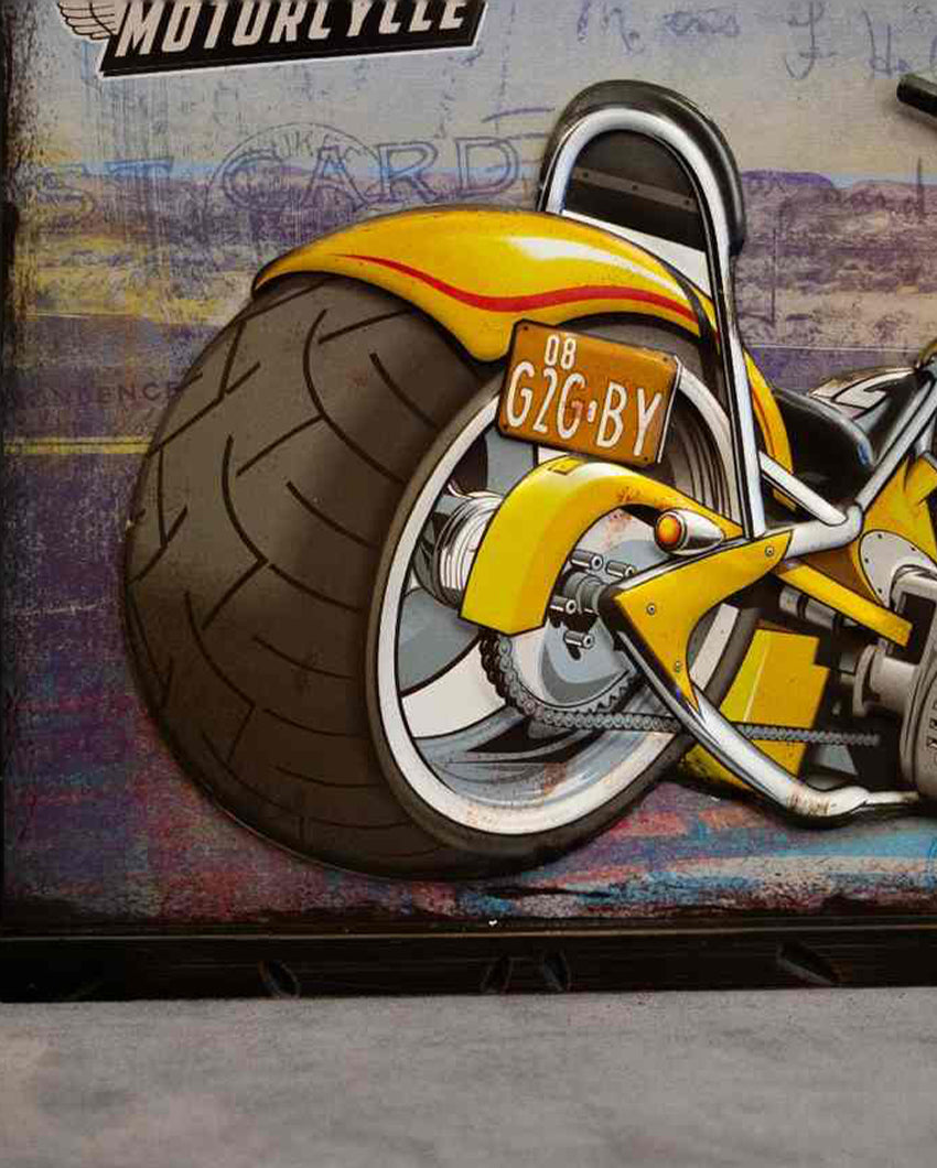 Motorcycle Chopper Retro Wall Frame | 21 x 17 inches