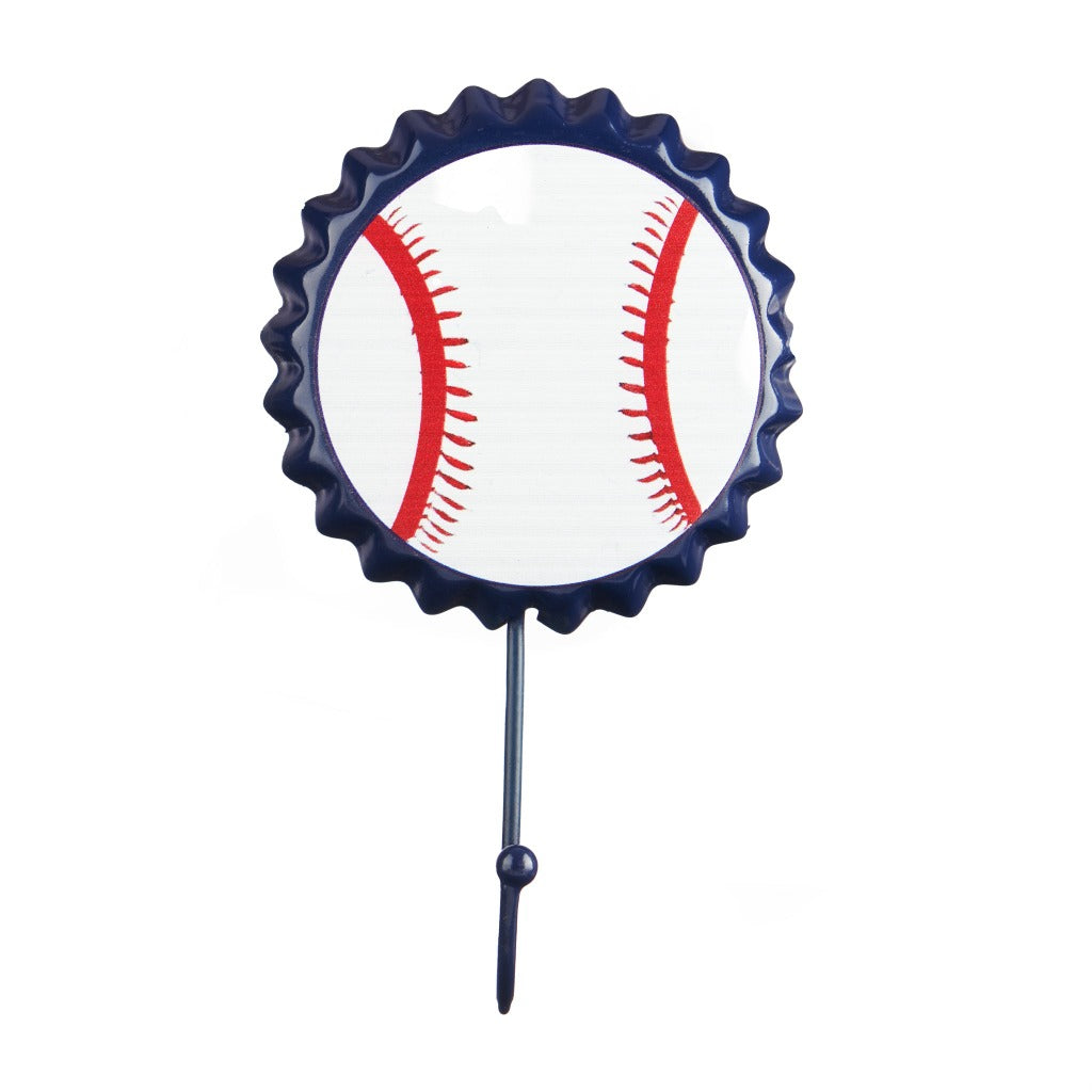 Retro Baseball Metal Wall Hook | 2 x 1 x 3 inches