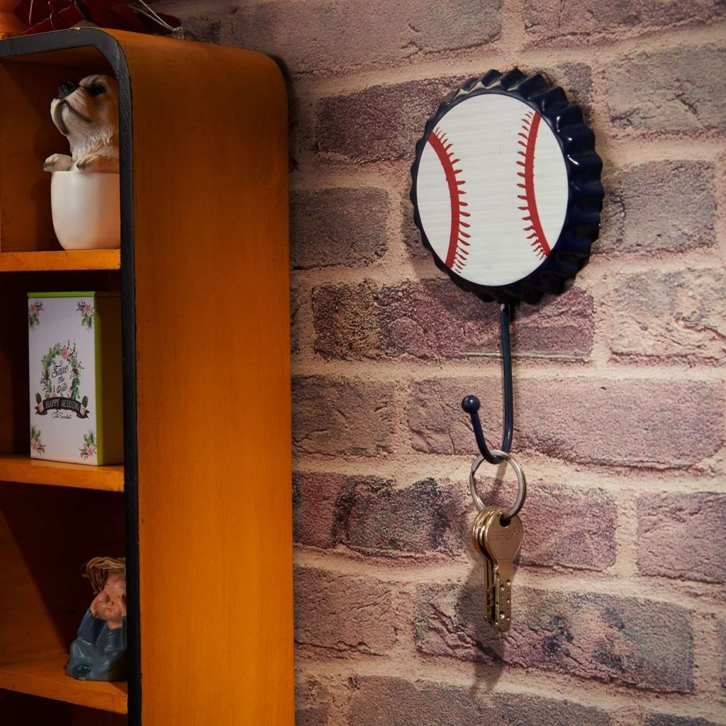 Retro Baseball Metal Wall Hook | 2 x 1 x 3 inches