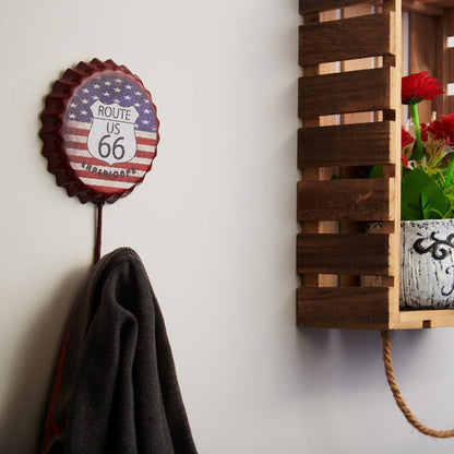 Retro Route 66 Metal Wall Hook | 2 x 1 x 3 inches