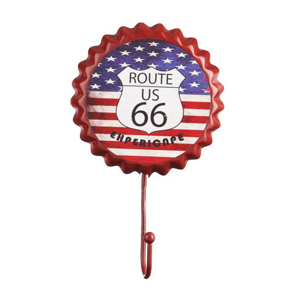 Retro Route 66 Metal Wall Hook | 2 x 1 x 3 inches