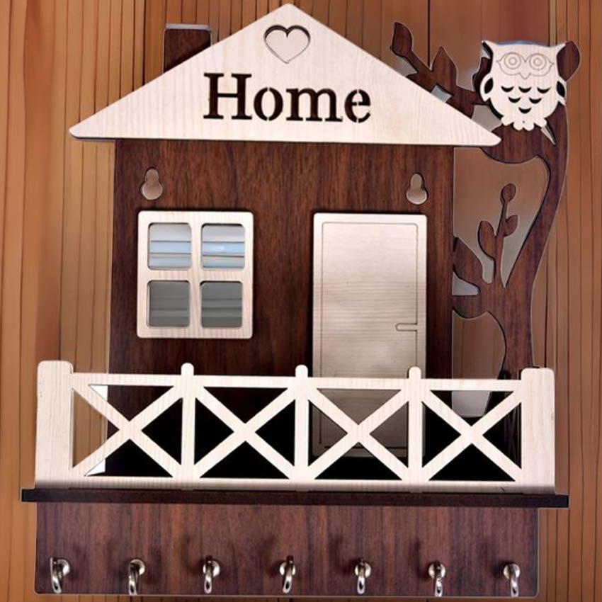 Charming MDF Wood Hut Key Holder | 18 x 8 inches