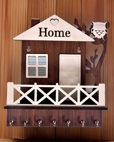 Charming MDF Wood Hut Key Holder | 18 x 8 inches