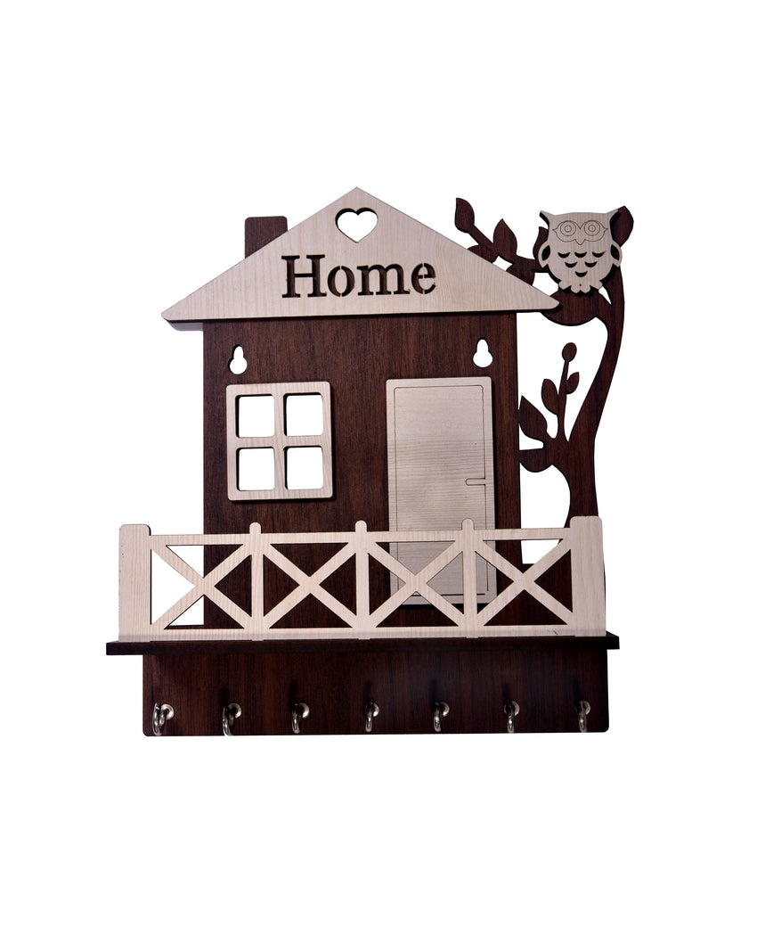 Charming MDF Wood Hut Key Holder | 18 x 8 inches