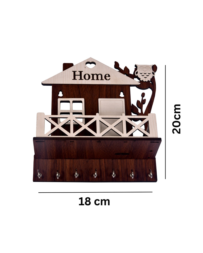 Charming MDF Wood Hut Key Holder | 18 x 8 inches