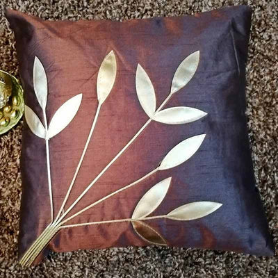 Leaf Dupion Cushion Cover | 16X16 | Set Of 5 Default Title