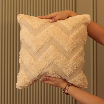 Cotton Tufted Zigzag Cushion Covers | Set of 2 | 16 x 16 inches , 20 x 20 inches