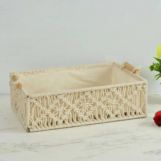 Desk Macrame Wireframe Tray Basket | 14.5 Inches, 18 Inches 14.5 x 10 Inches