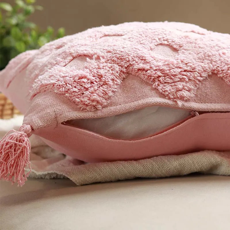 Criss Cross Cotton Cushion Cover  (Single)