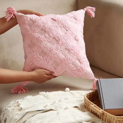 Criss Cross Cotton Cushion Cover  (Single)
