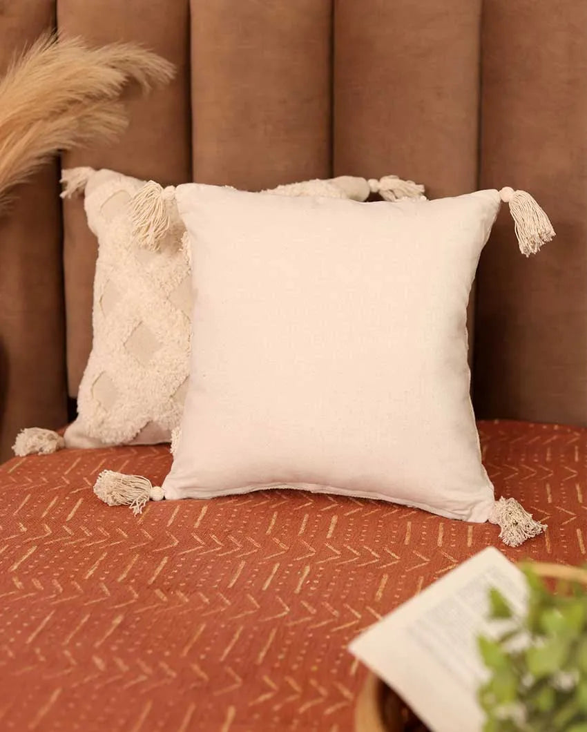 Ivory Criss Cross Tufted Cushion Cover  (Single)