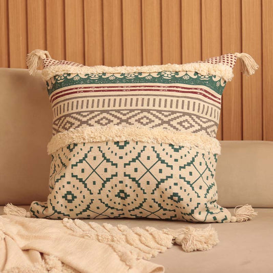 Tufted Cushion Cover With Printed Pattern | Single