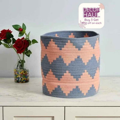 Diamond Jacquard Storage Basket | 12 Inches