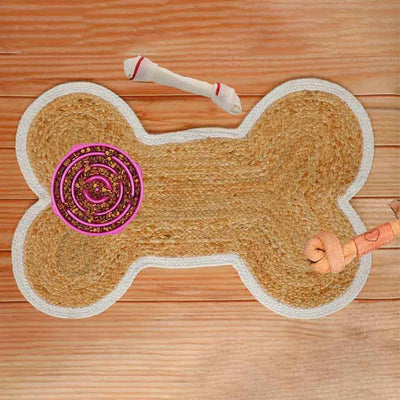 Bone Shape Cotton Jute Mat | 28 x 18 Inches