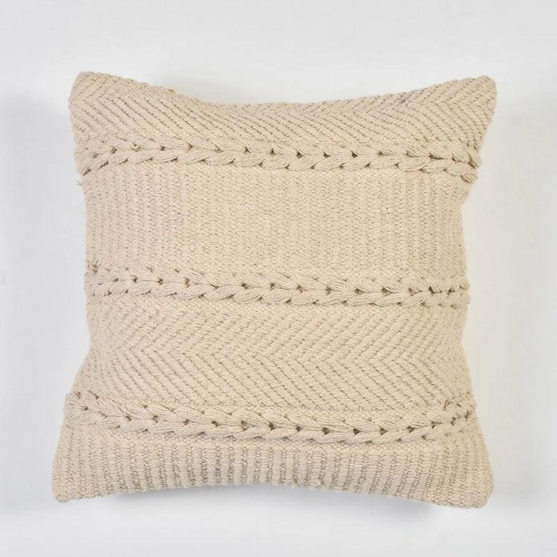 Knotted Rows Cushion Cover | Single , Set of 2 | 16 x 16 Inches