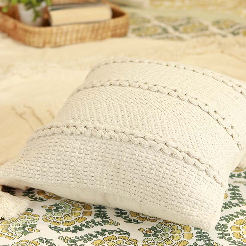 Knotted Rows Cushion Cover | Single , Set of 2 | 16 x 16 Inches