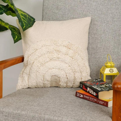 Round Concentric Curves Tufted Cushion | 16x16 inches