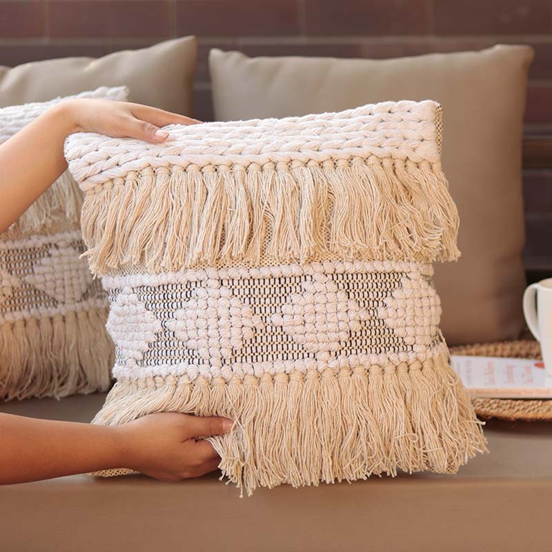 Dhurrie Knotted Cushion Cover | 16x16 inches