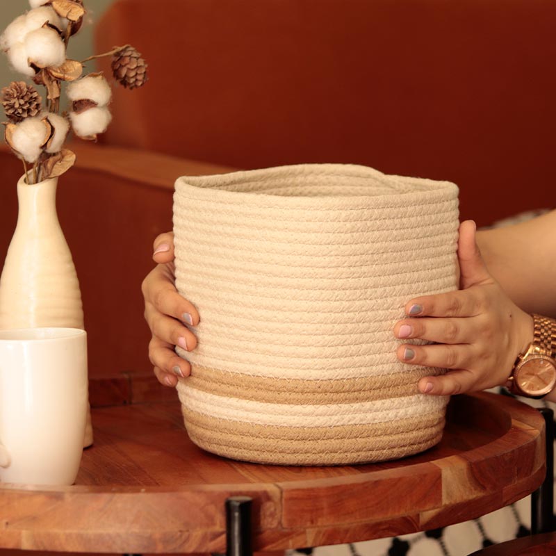 Cotton Dual Line Basket | Multiple Sizes 8X8 inch