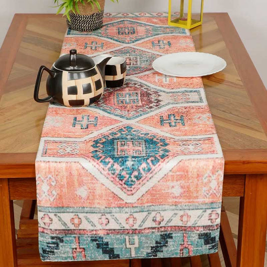 Orange Abstract Cotton Polyester Printed Table Runner | 54 x 14  inches
