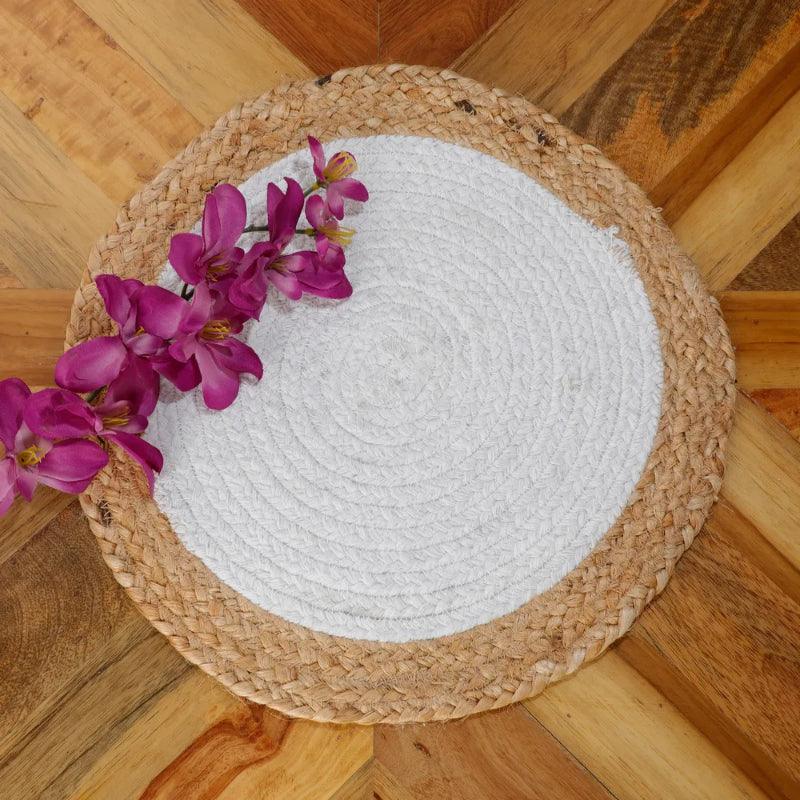 Jute Cotton Dual Round Placemat | 14 inches