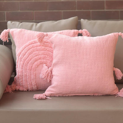 Pink Rainbow Cotton Cushion Cover | 16x16 inches